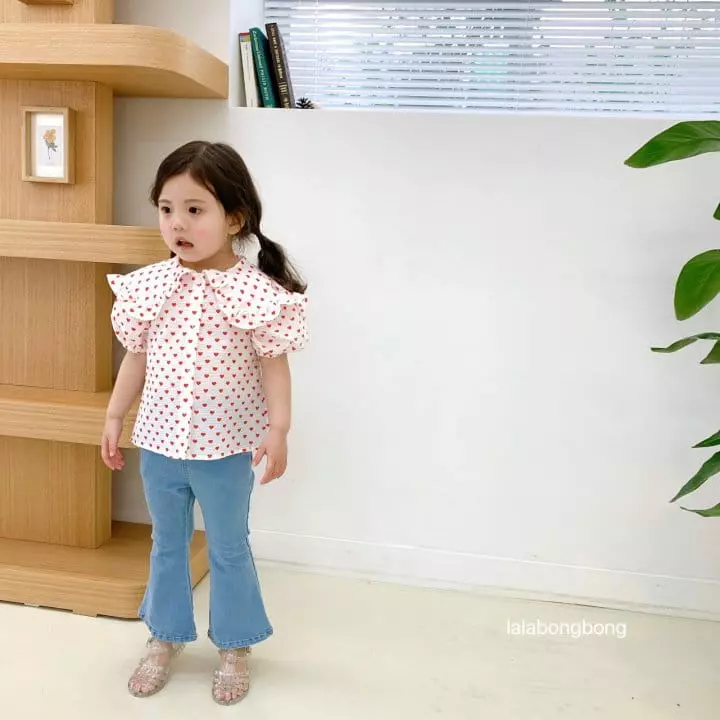 Lalabongbong - Korean Children Fashion - #designkidswear - Heart Short Sleeves Blouse - 11