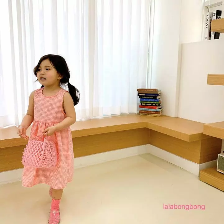 Lalabongbong - Korean Children Fashion - #kidsstore - Check Ribbon One-piece - 8