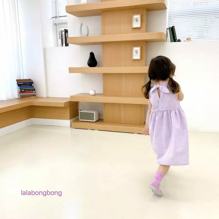 Lalabongbong - Korean Children Fashion - #kidzfashiontrend - Check Ribbon One-piece - 9