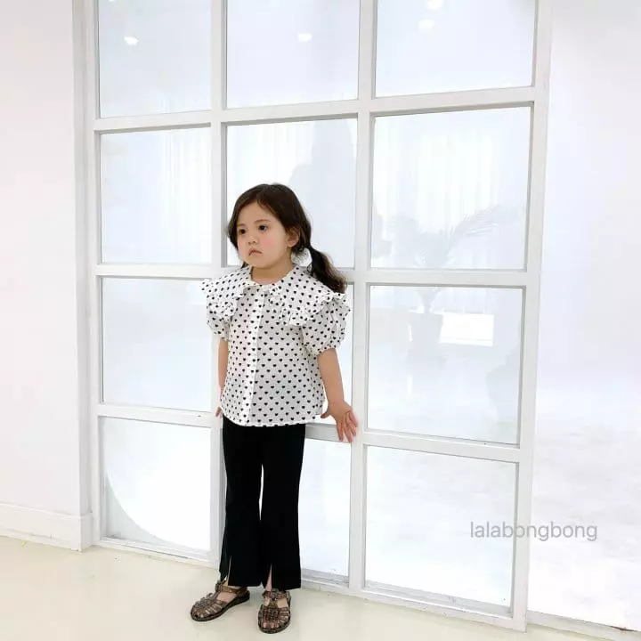 Lalabongbong - Korean Children Fashion - #littlefashionista - Heart Short Sleeves Blouse - 2