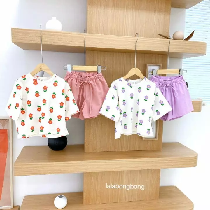 Lalabongbong - Korean Children Fashion - #littlefashionista - Kid Flower Top Bottom Set