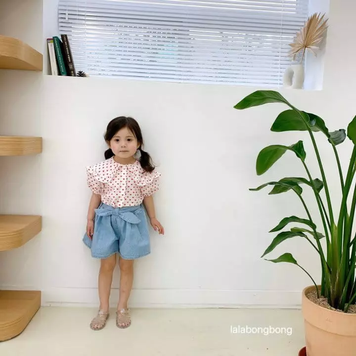 Lalabongbong - Korean Children Fashion - #magicofchildhood - Heart Short Sleeves Blouse - 4