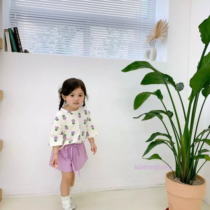 Lalabongbong - Korean Children Fashion - #minifashionista - Kid Flower Top Bottom Set - 3