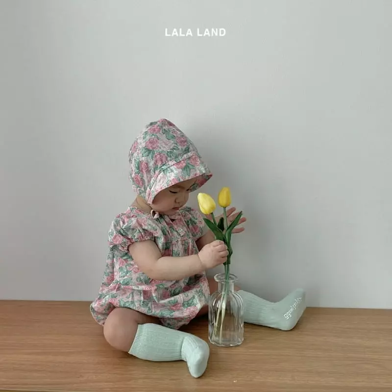 Lalaland - Korean Baby Fashion - #babyootd - Bebe Rose Bodysuit with Bonnet - 3