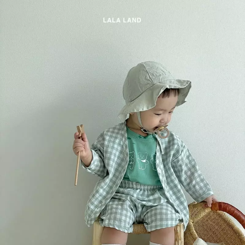 Lalaland - Korean Baby Fashion - #babyootd - Bebe Bear Cardigan Top Bottom Set