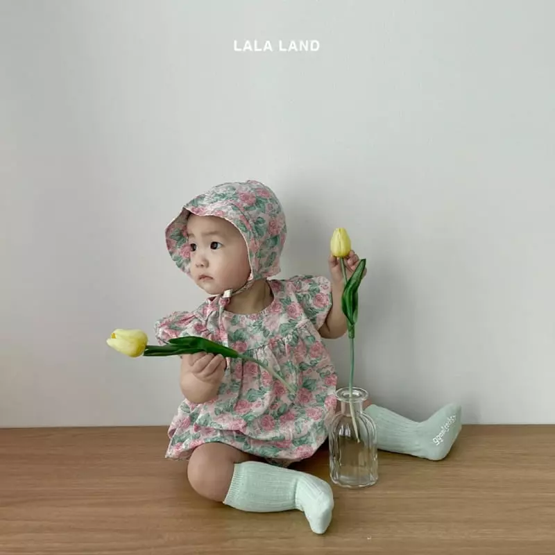 Lalaland - Korean Baby Fashion - #babyootd - Bebe Rose Bodysuit with Bonnet - 4
