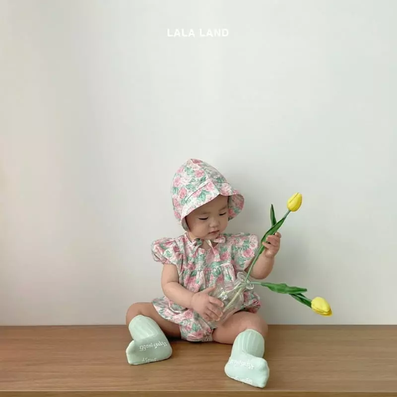 Lalaland - Korean Baby Fashion - #babyoutfit - Bebe Rose Bodysuit with Bonnet - 5