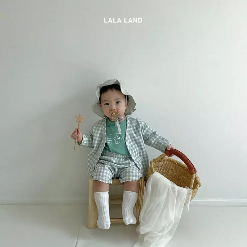 Lalaland - Korean Baby Fashion - #babyoutfit - Bebe Bear Cardigan Top Bottom Set - 2