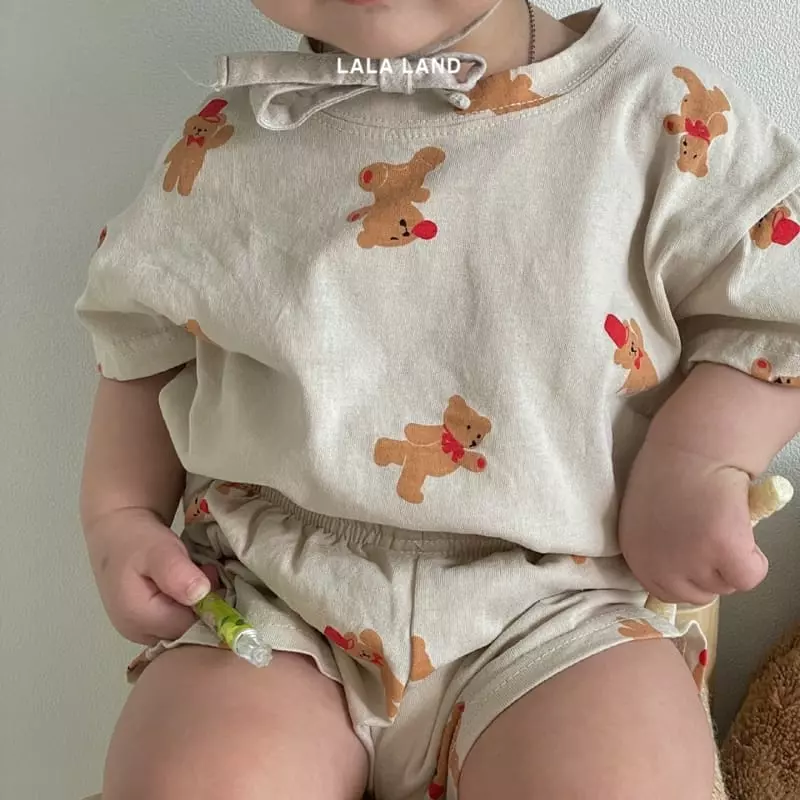Lalaland - Korean Baby Fashion - #onlinebabyshop - Bebe Pooh Top Bottom Set - 10