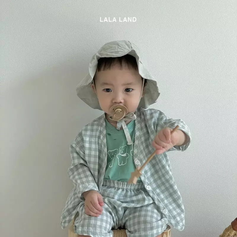 Lalaland - Korean Baby Fashion - #onlinebabyshop - Bebe Bear Cardigan Top Bottom Set - 6