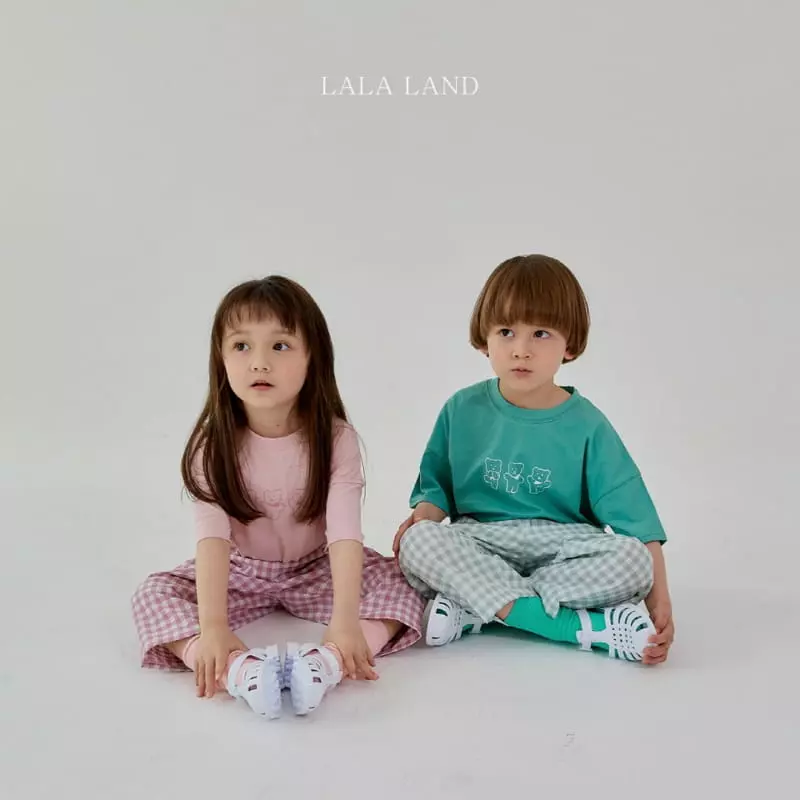 Lalaland - Korean Children Fashion - #Kfashion4kids - Bear Three Cardigan Pants Tee Set - 3