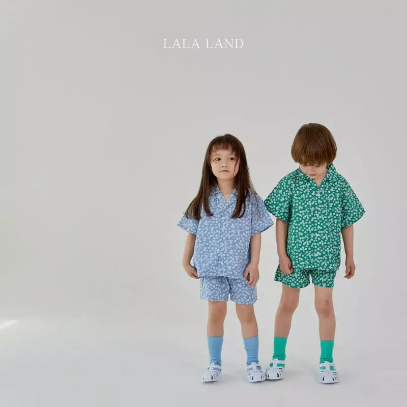 Lalaland - Korean Children Fashion - #childofig - Flower Shirt Top Bottom Set - 2