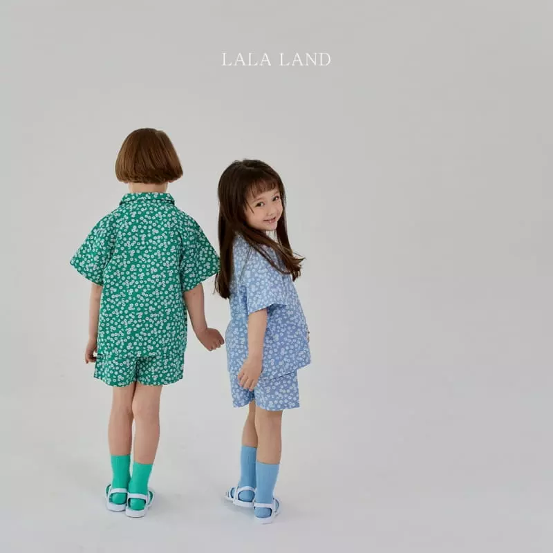 Lalaland - Korean Children Fashion - #childrensboutique - Flower Shirt Top Bottom Set - 3