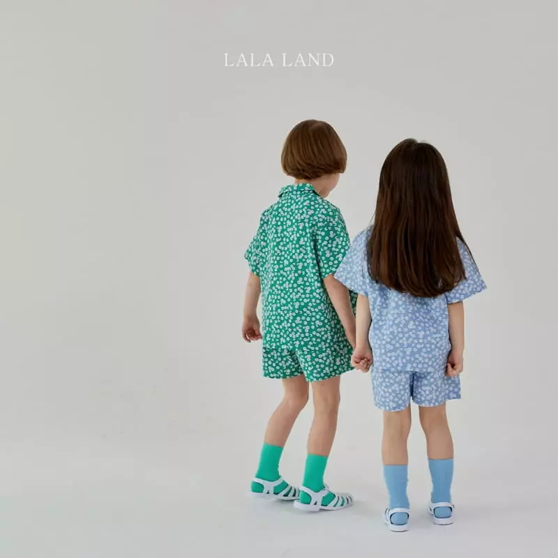 Lalaland - Korean Children Fashion - #discoveringself - Flower Shirt Top Bottom Set - 5
