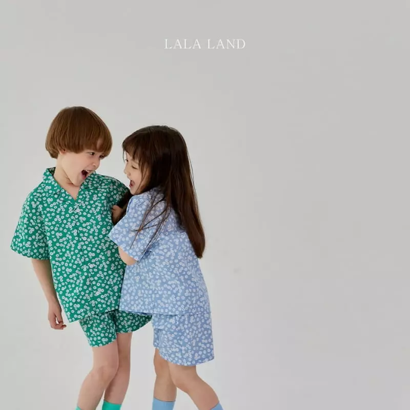 Lalaland - Korean Children Fashion - #fashionkids - Flower Shirt Top Bottom Set - 6