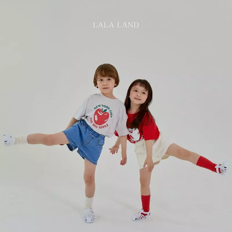 Lalaland - Korean Children Fashion - #kidsshorts - New York Apple Tee - 6