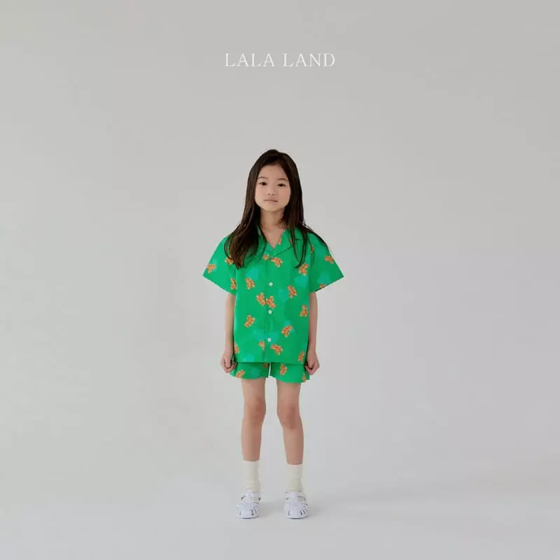 Lalaland - Korean Children Fashion - #kidsshorts - Bear Shirt Top Bottom Set - 9