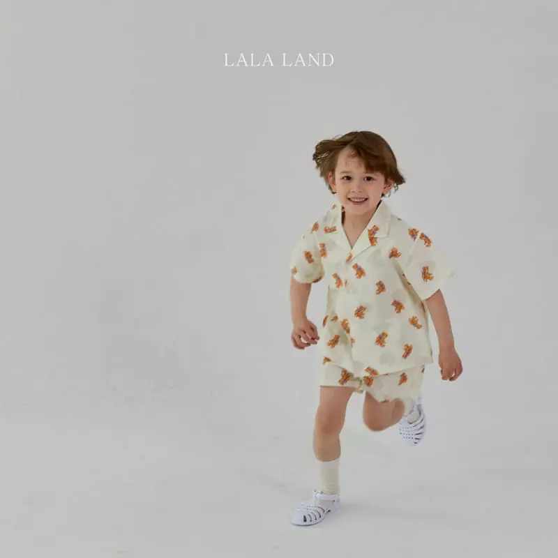 Lalaland - Korean Children Fashion - #kidzfashiontrend - Bear Shirt Top Bottom Set - 11