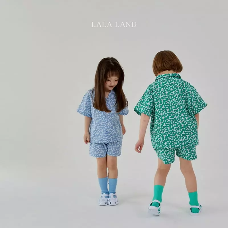 Lalaland - Korean Children Fashion - #kidzfashiontrend - Flower Shirt Top Bottom Set - 9