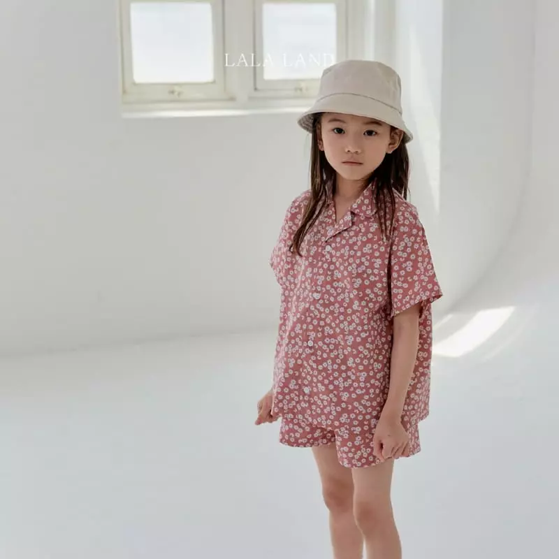 Lalaland - Korean Children Fashion - #littlefashionista - Flower Shirt Top Bottom Set - 11