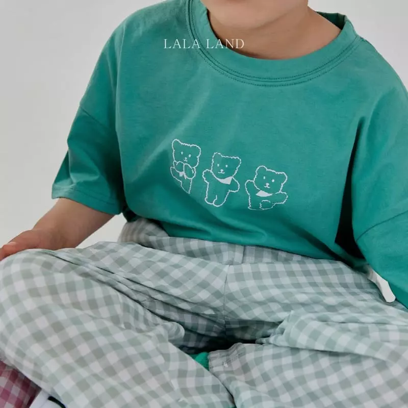Lalaland - Korean Children Fashion - #Kfashion4kids - Bear Three Cardigan Pants Tee Set - 4