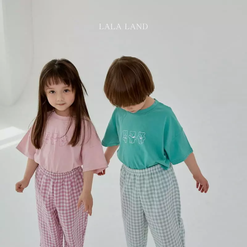 Lalaland - Korean Children Fashion - #magicofchildhood - Bear Three Cardigan Pants Tee Set - 5