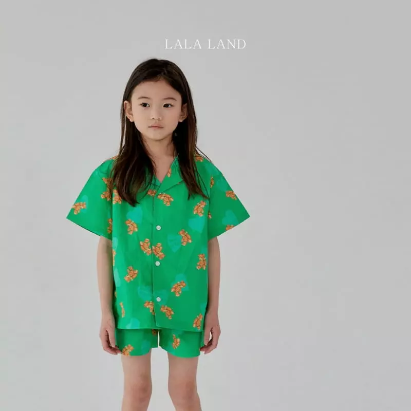 Lalaland - Korean Children Fashion - #stylishchildhood - Bear Shirt Top Bottom Set - 3