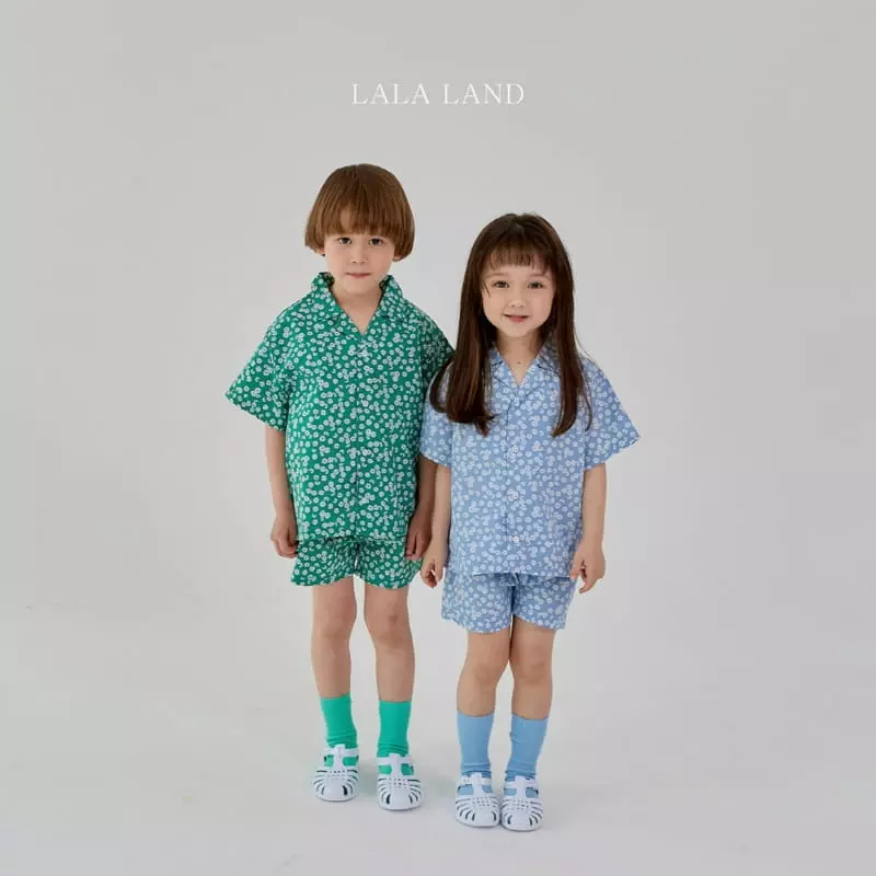 Lalaland - Korean Children Fashion - #stylishchildhood - Flower Shirt Top Bottom Set