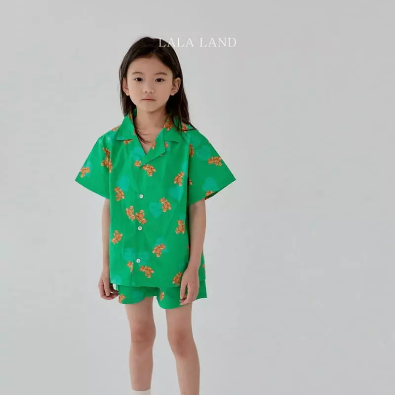 Lalaland - Korean Children Fashion - #todddlerfashion - Bear Shirt Top Bottom Set