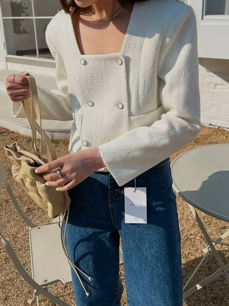 Lefav - Korean Women Fashion - #womensfashion - Square Jacket - 4