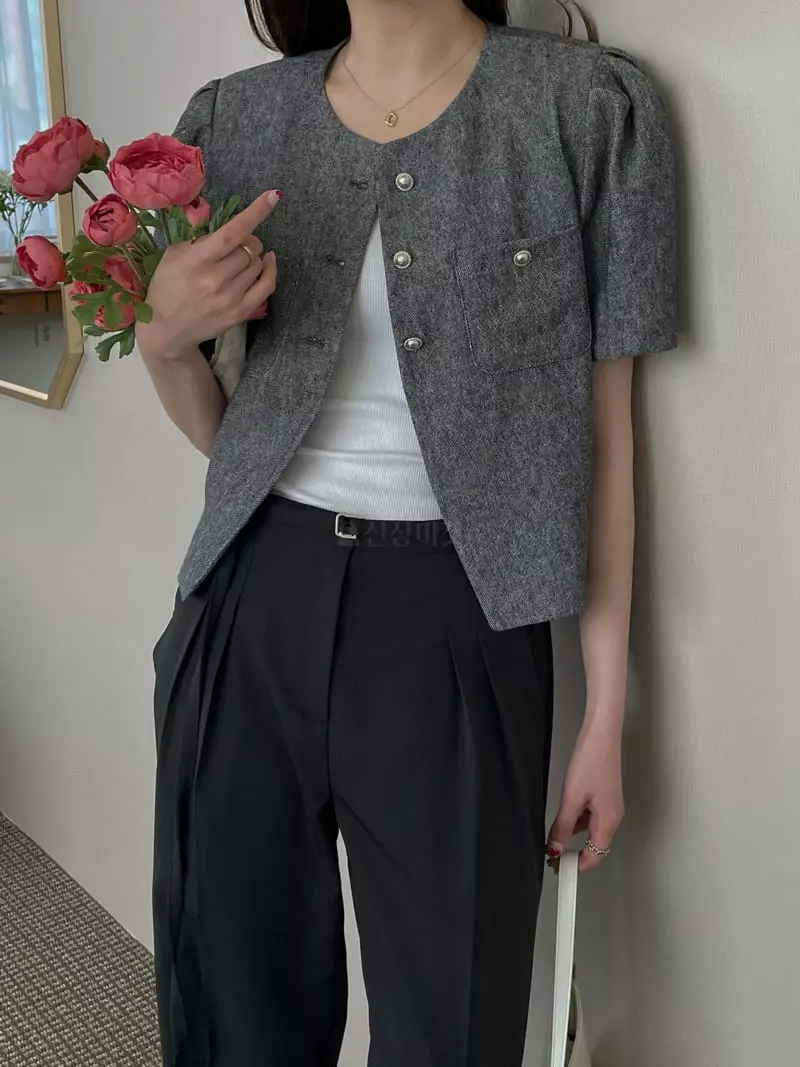 Lefav - Korean Women Fashion - #momslook - Linen Short Sleeves Jacket - 3
