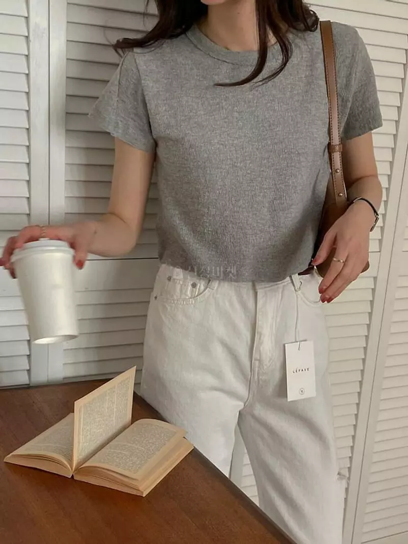 Lefav - Korean Women Fashion - #womensfashion - Crop Ball Tee - 4