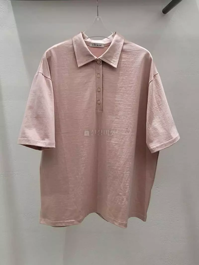 Lefav - Korean Women Fashion - #restrostyle - Collar Boxy Tee - 2
