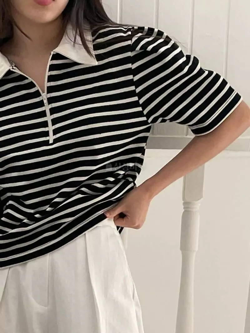 Lefav - Korean Women Fashion - #restrostyle - French Tee - 4