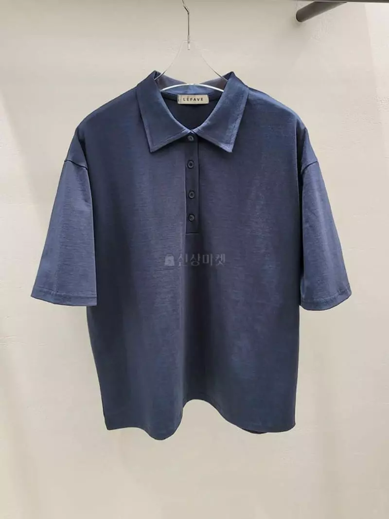 Lefav - Korean Women Fashion - #romanticstyle - Collar Boxy Tee - 3