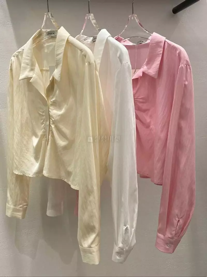 Lefav - Korean Women Fashion - #womensfashion - Shrring Crop Shirt