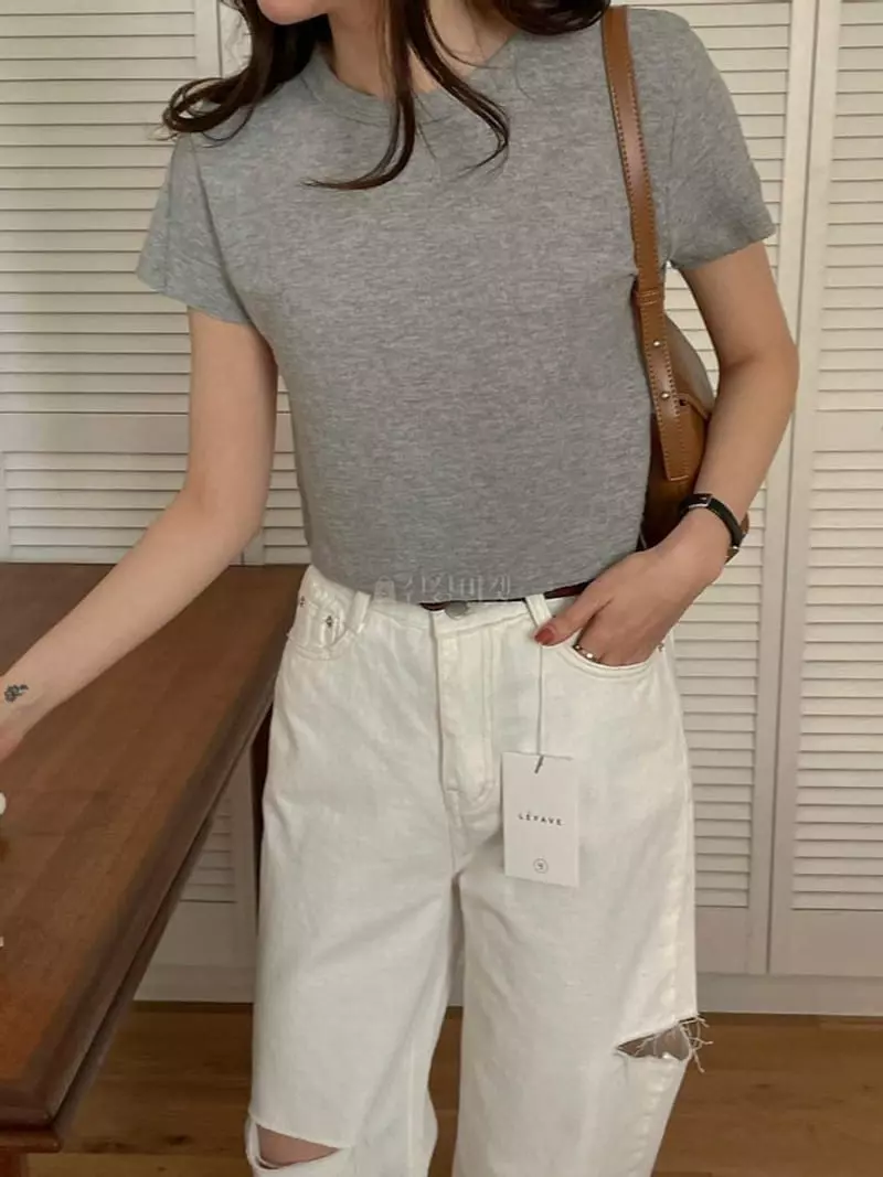 Lefav - Korean Women Fashion - #womensfashion - Crop Ball Tee