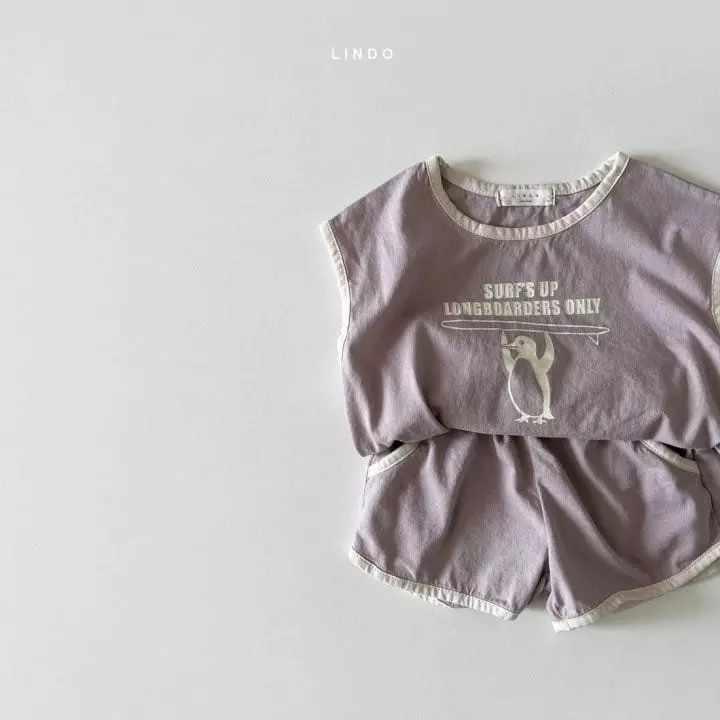 Lindo - Korean Children Fashion - #childofig - Surfing Penguin Top Bottom Set - 2