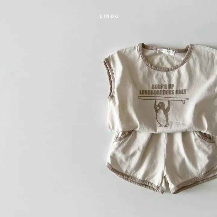 Lindo - Korean Children Fashion - #childrensboutique - Surfing Penguin Top Bottom Set - 3
