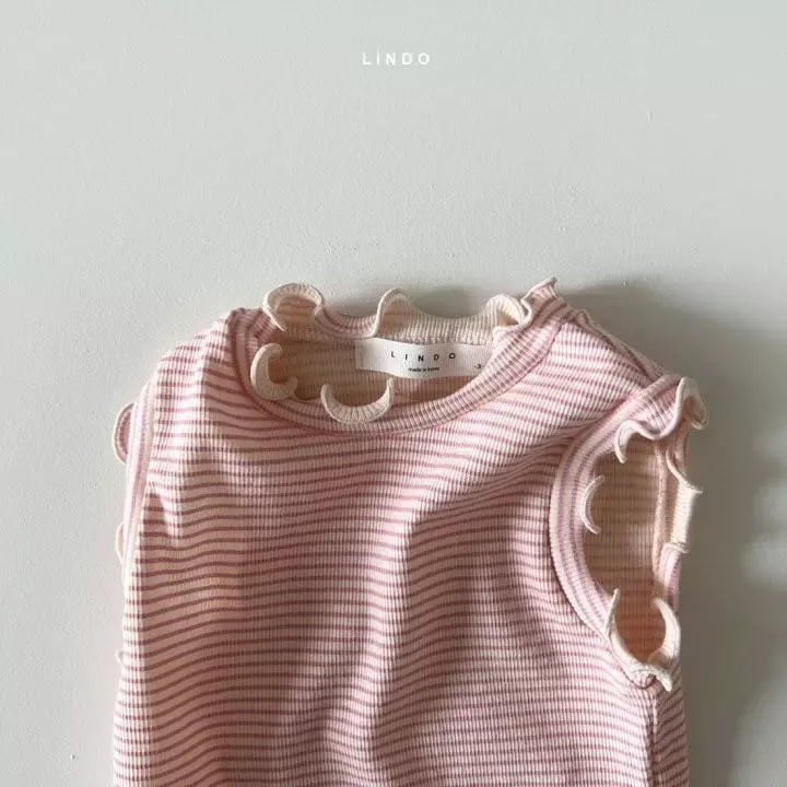Lindo - Korean Children Fashion - #discoveringself - Stripes Rib Sleeveless Tee - 5