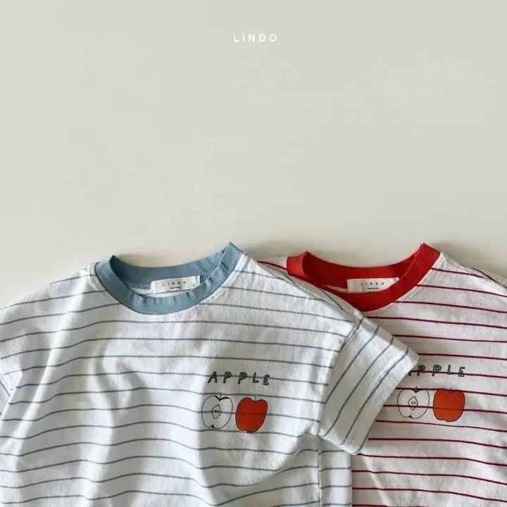 Lindo - Korean Children Fashion - #discoveringself - Apple Stripes Tee - 3
