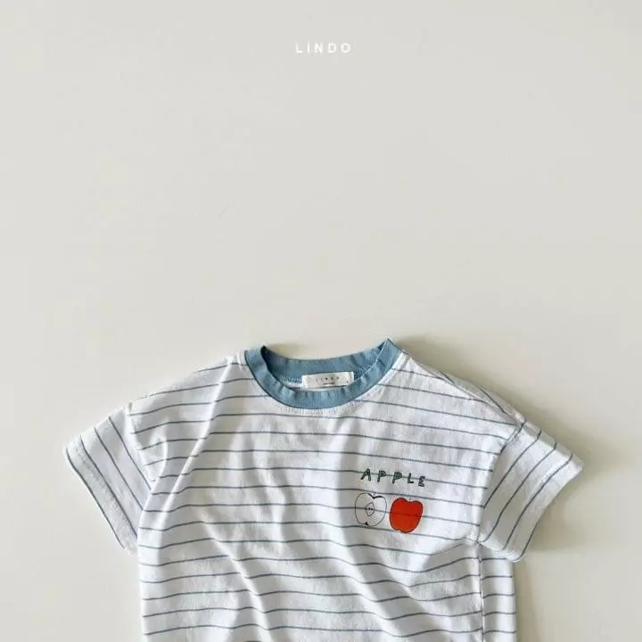 Lindo - Korean Children Fashion - #kidsshorts - Apple Stripes Tee - 5
