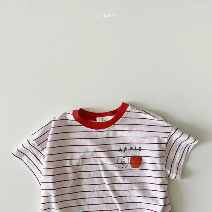 Lindo - Korean Children Fashion - #kidsstore - Apple Stripes Tee - 6