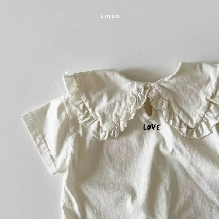Lindo - Korean Children Fashion - #kidsshorts - Love Frilol Collar Tee - 4