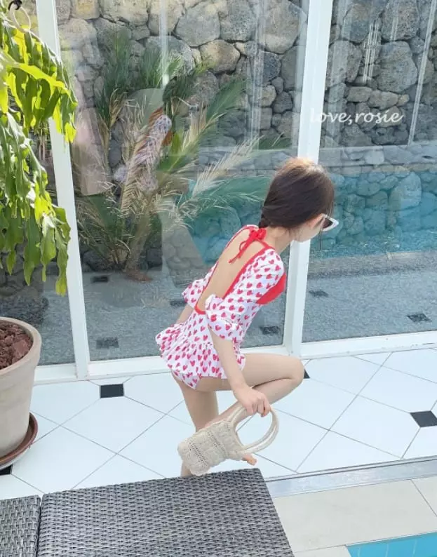 Love Rosie - Korean Children Fashion - #Kfashion4kids - Retro Ribbon One-piece Swimwear - 6