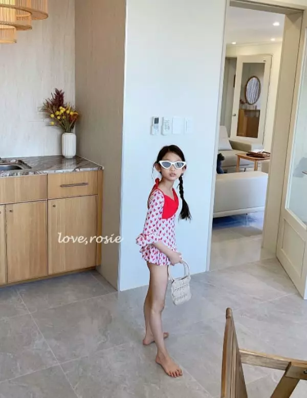 Love Rosie - Korean Children Fashion - #fashionkids - Retro Ribbon One-piece Swimwear - 2