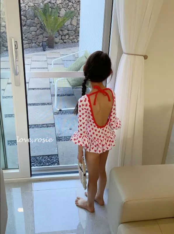 Love Rosie - Korean Children Fashion - #kidsshorts - Retro Ribbon One-piece Swimwear - 4