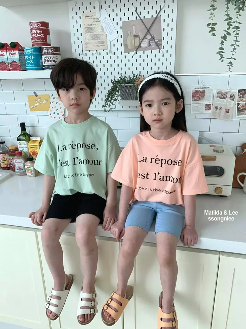 Matilda & Lee - Korean Children Fashion - #kidsshorts - Lettering Slit Tee - 10