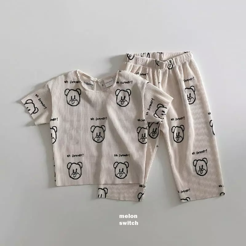 Melon Switch - Korean Children Fashion - #Kfashion4kids - Bear Bear Pleats Top Bottom Set - 9