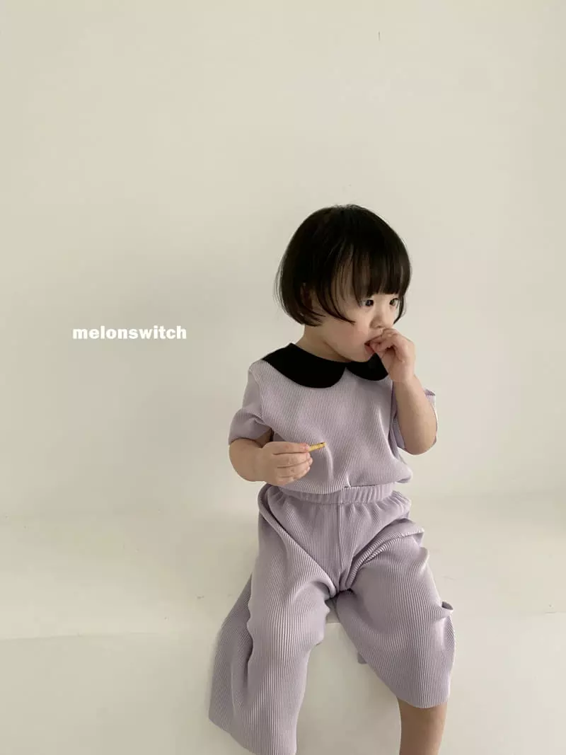 Melon Switch - Korean Children Fashion - #Kfashion4kids - Circle Collar Pleats Top Bottom Set - 7